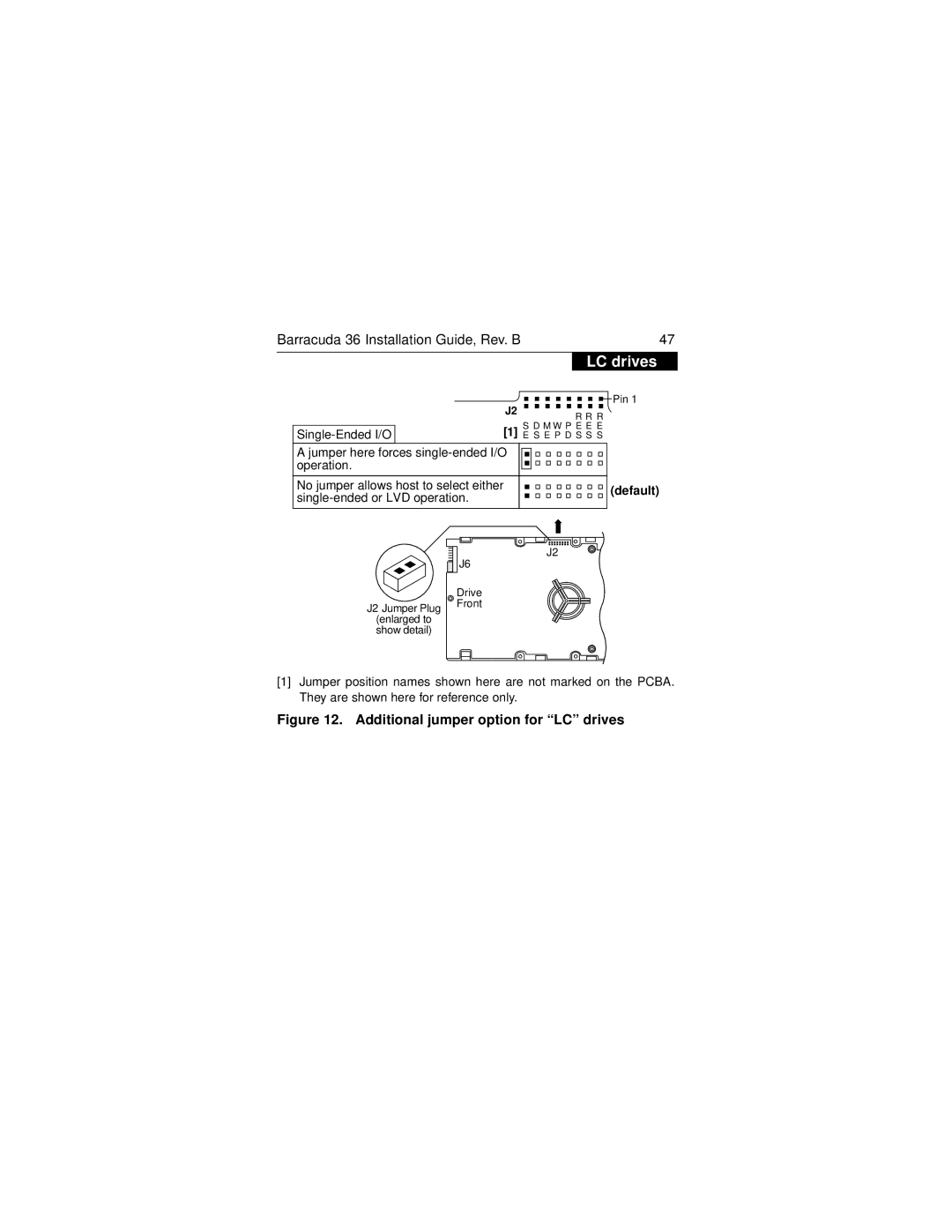 Seagate ST136475LW/LC manual Additional jumper option for LC drives 