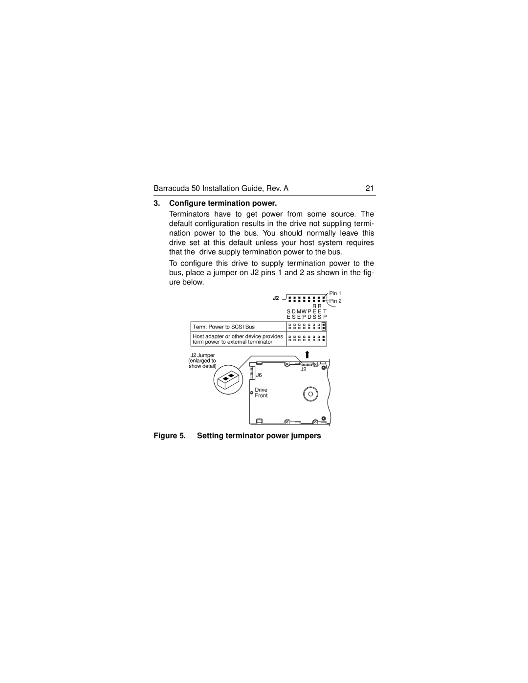 Seagate ST150176LW/LC manual Configure termination power, Setting terminator power jumpers 