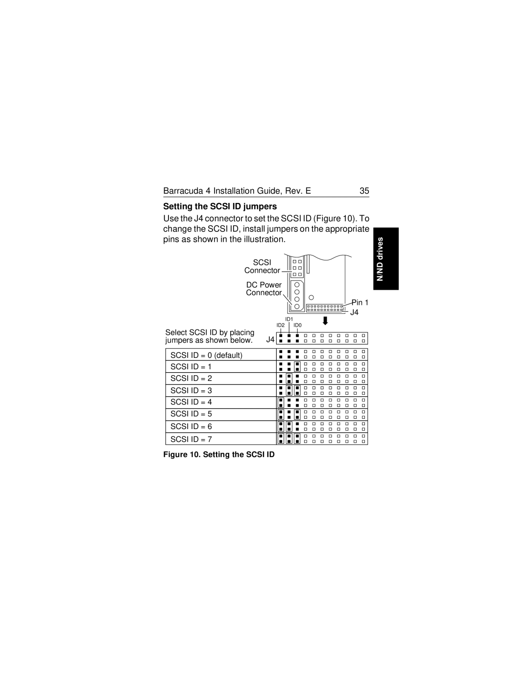 Seagate ST15150N/ND/DC, ST15150W/WD/WC manual Setting the Scsi ID jumpers 