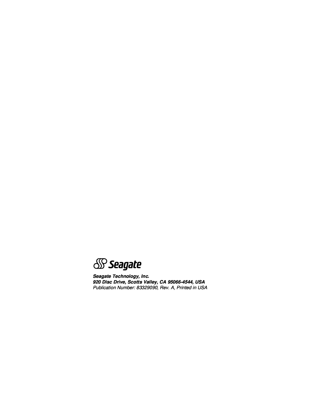 Seagate ST19171FC manual Seagate Technology, Inc, Disc Drive, Scotts Valley, CA 95066-4544, USA 