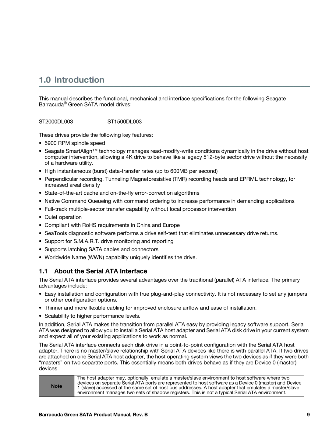 Seagate ST1500DL003, ST2000DL003 manual Introduction, About the Serial ATA Interface 