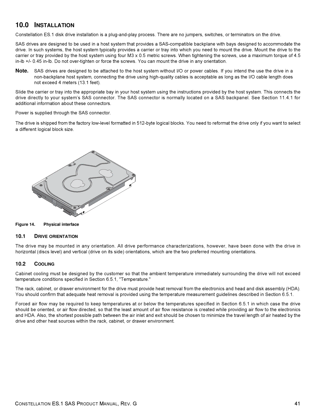 Seagate ST2000NM0063 manual Installation, Physical interface 