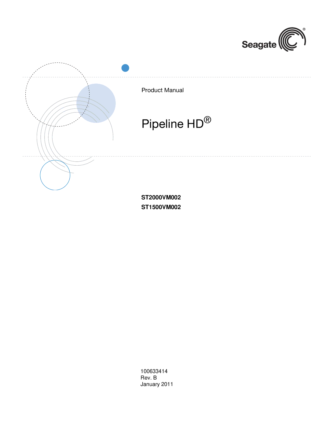 Seagate ST1500VM002, ST2000VM002 manual Pipeline HD, 100633414 Rev. B January 