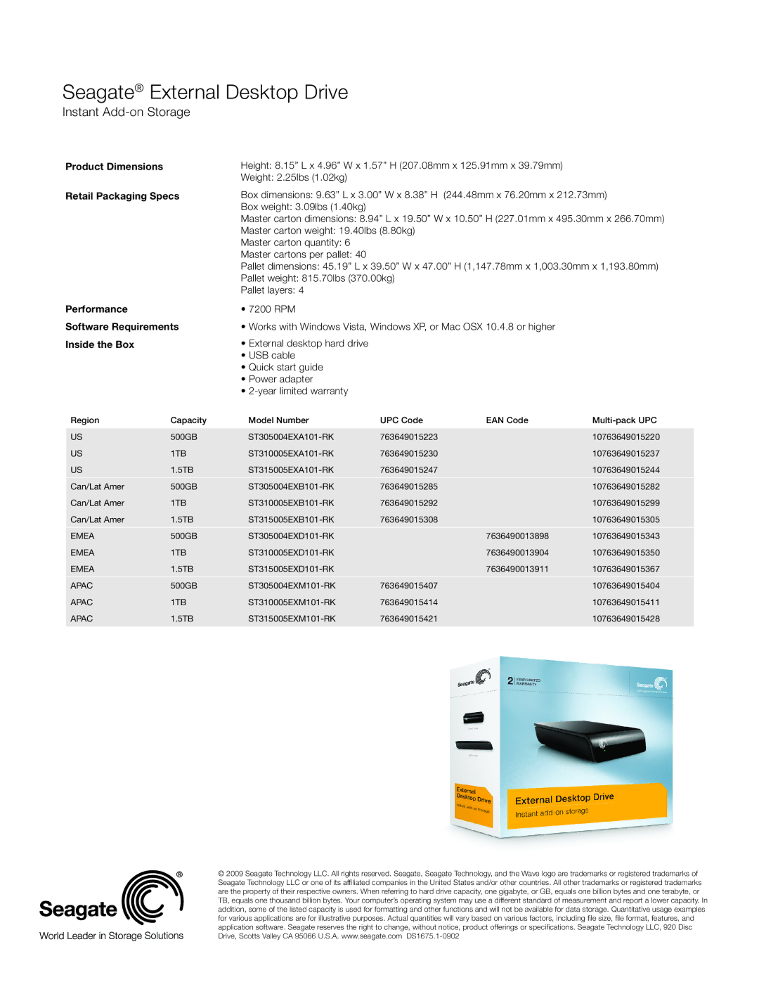 Seagate ST305004EXB101-RK, ST305004EXD101-RK, ST305004EXM101-RK, ST305004EXA101-RK, ST310005EXB101-RK, ST310005EXA101-RK Emea 