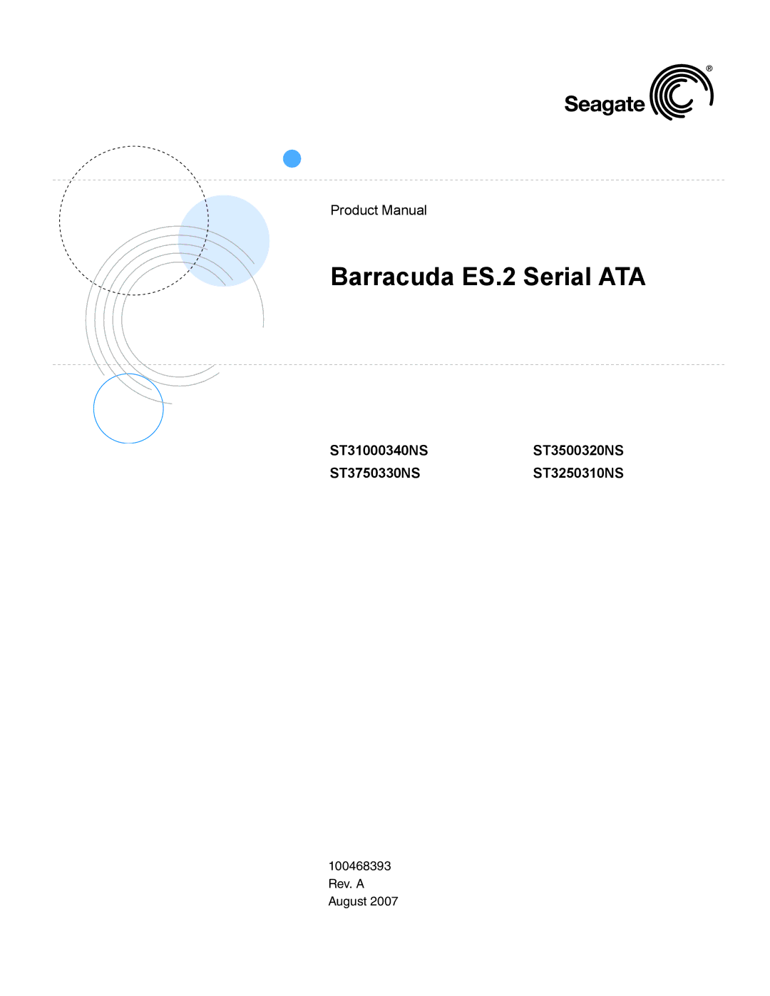 Seagate manual Barracuda ES.2 Serial ATA, ST31000340NSST3500320NS ST3750330NSST3250310NS 