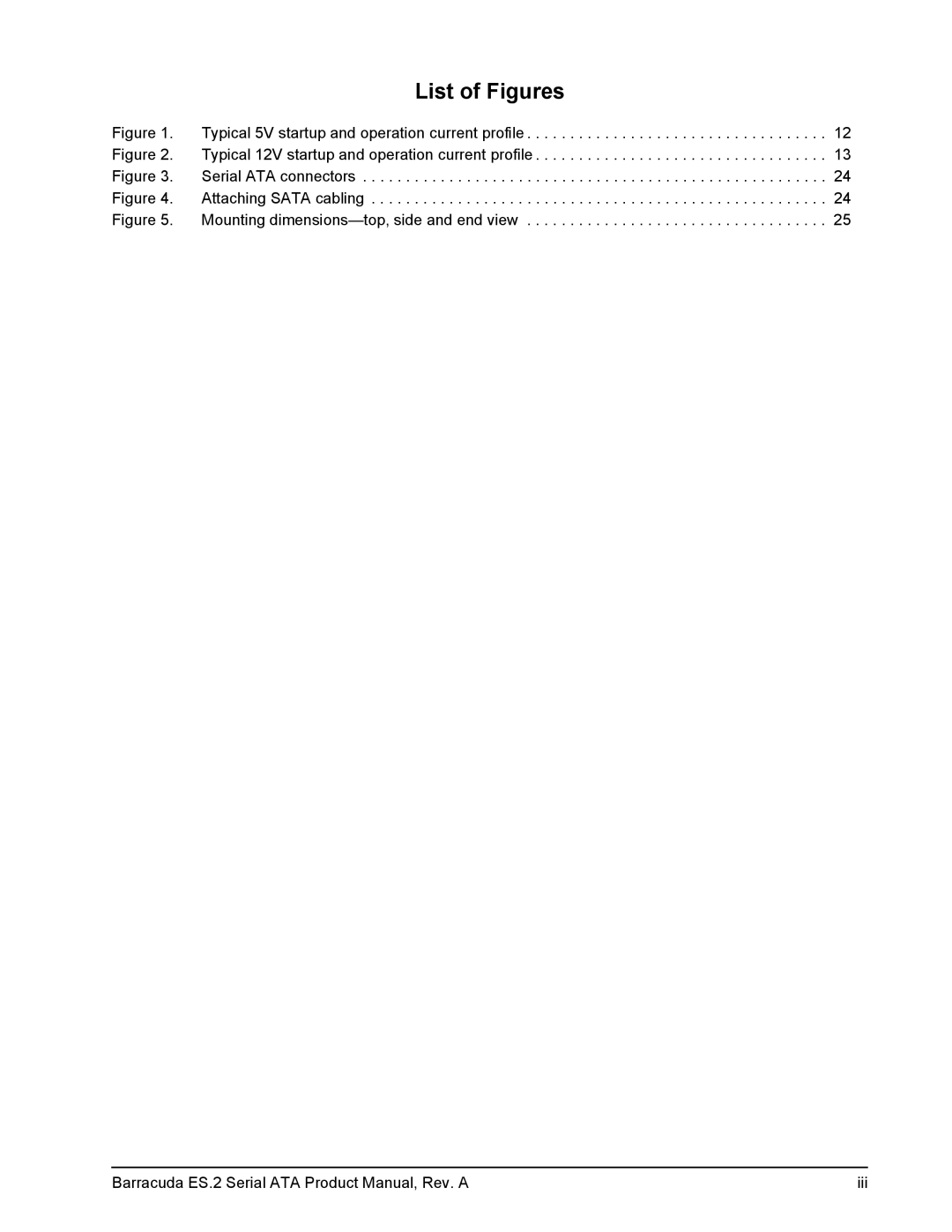 Seagate ST3250310NS, ST31000340NS, ST3750330NS, ST3500320NS manual List of Figures 