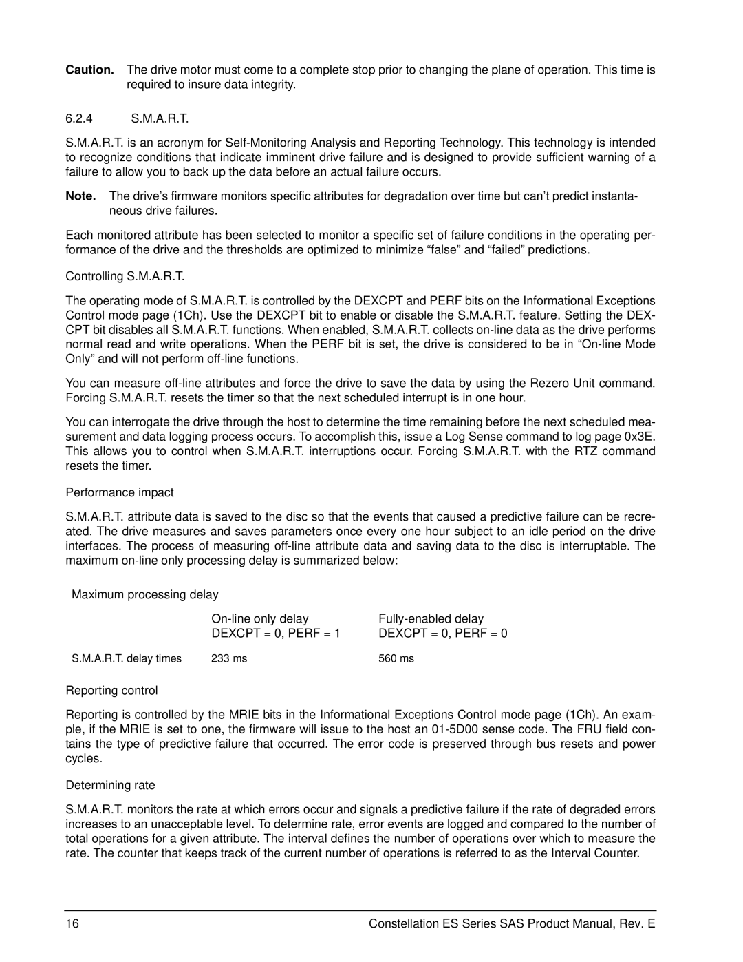 Seagate ST3500414SS manual 4 S.M.A.R.T, Controlling S.M.A.R.T, Performance impact, Reporting control, Determining rate 