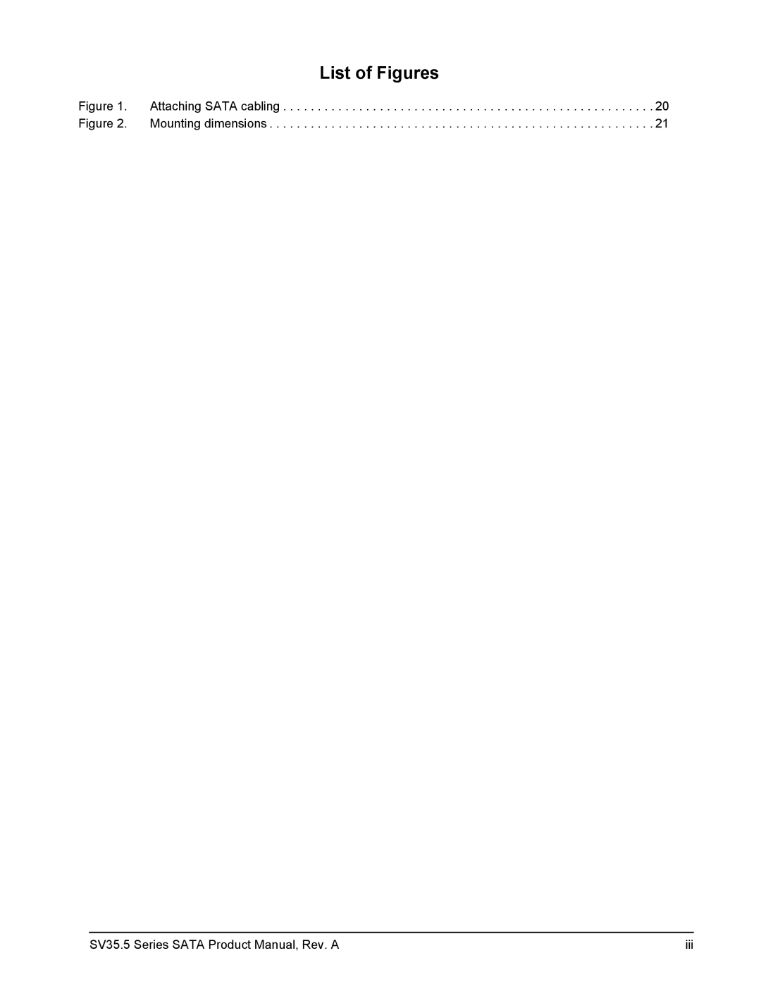 Seagate ST3500410SV, ST31000525SV, ST3250311SV manual List of Figures, Attaching Sata cabling . Mounting dimensions 