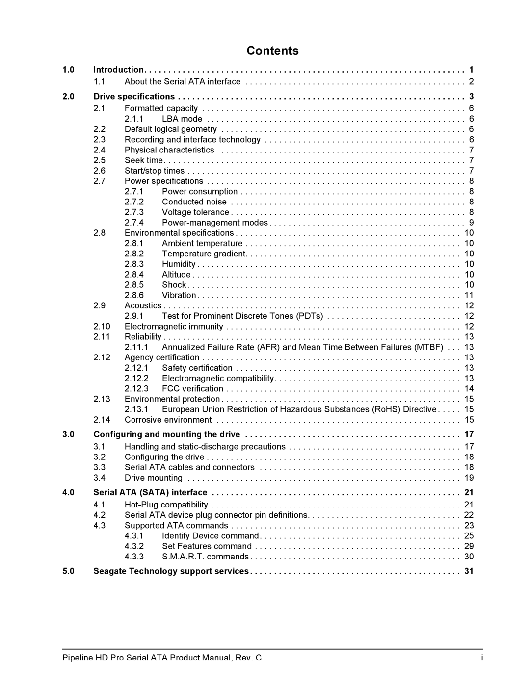 Seagate ST31000533CS manual Contents 