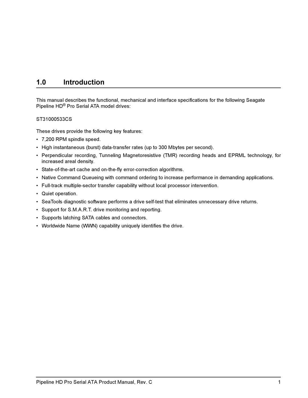 Seagate ST31000533CS manual Introduction 