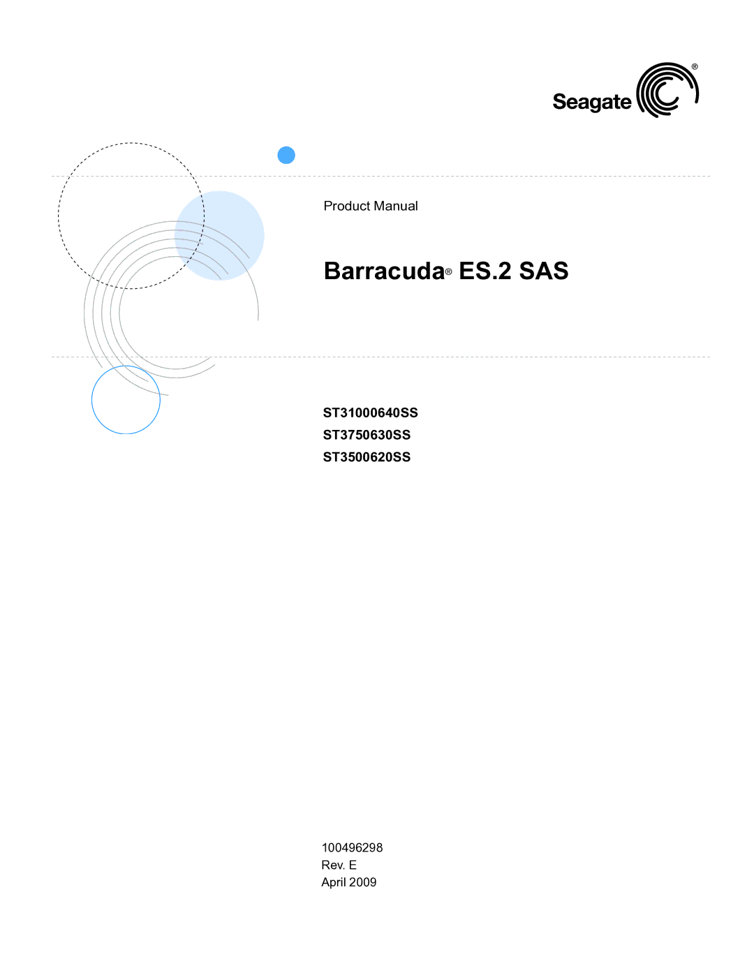 Seagate manual Barracuda ES.2 SAS, ST31000640SS ST3750630SS ST3500620SS 