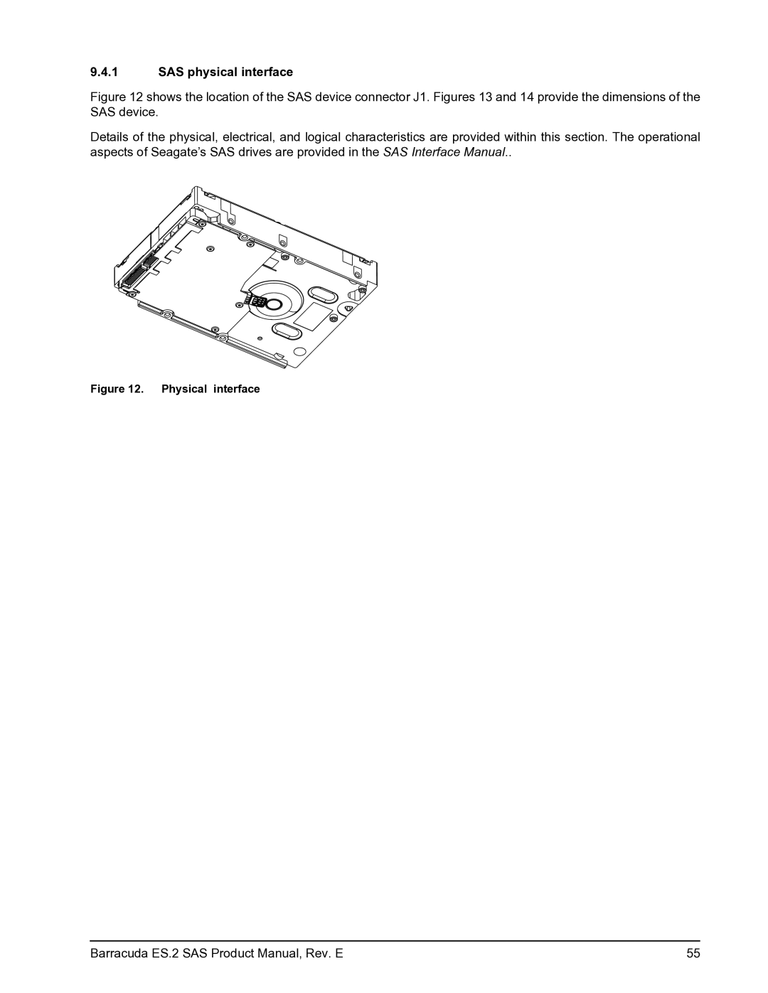 Seagate ST3500620SS, ST31000640SS, ST3750630SS manual SAS physical interface, Physical interface 