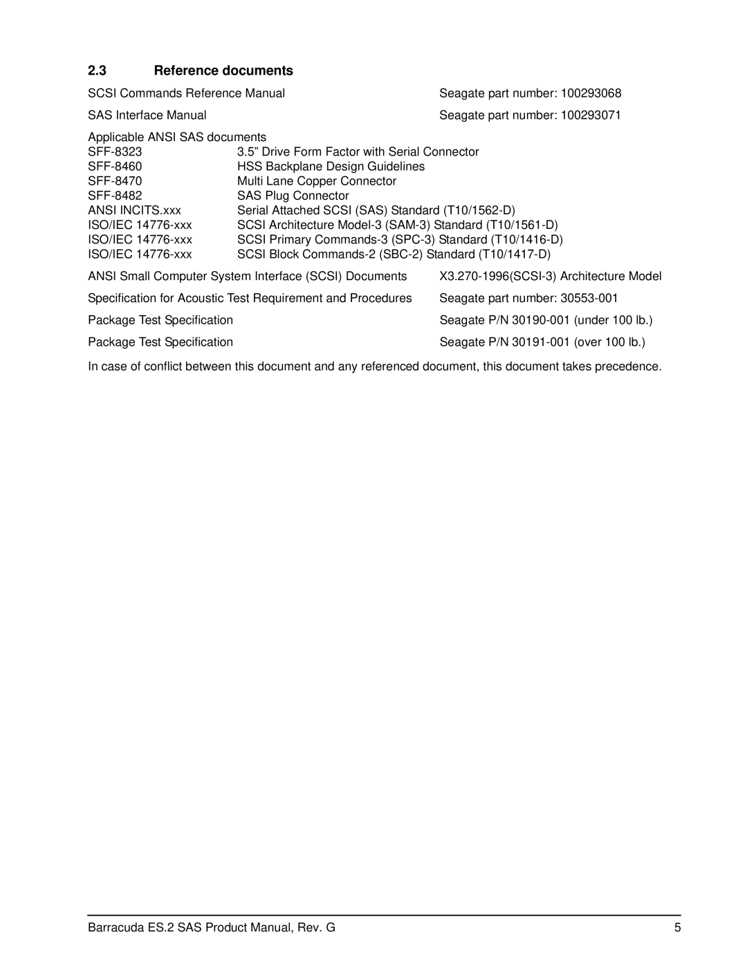 Seagate ST31000640SSIM manual Reference documents 