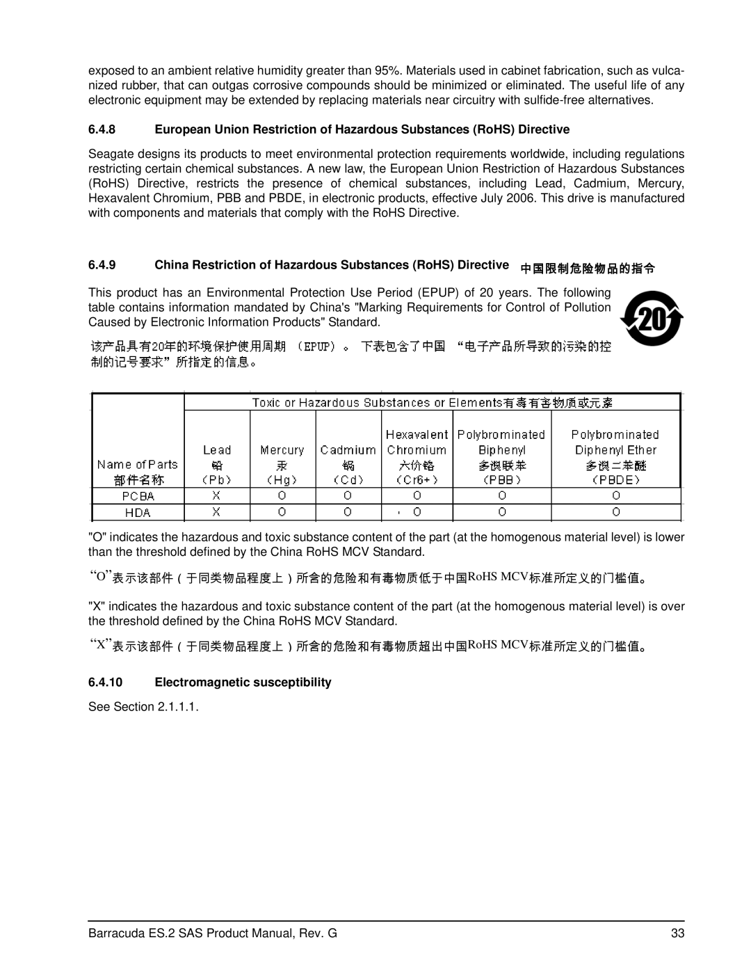 Seagate ST31000640SSIM manual See Section Barracuda ES.2 SAS Product Manual, Rev. G 