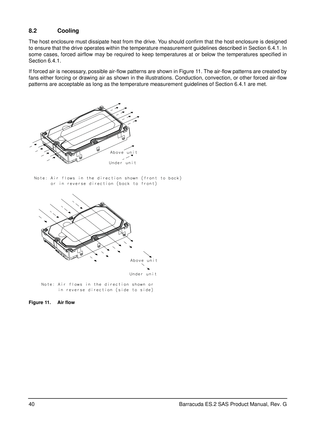 Seagate ST31000640SSIM manual Cooling, Air flow 