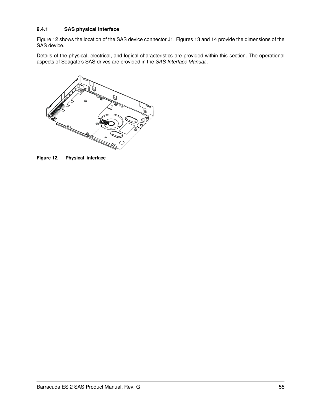 Seagate ST31000640SSIM manual SAS physical interface, Physical interface 