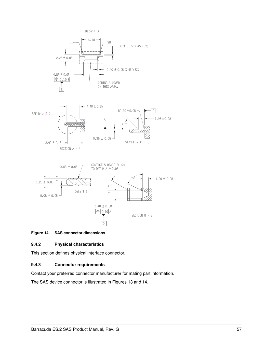 Seagate ST31000640SSIM manual Physical characteristics, Connector requirements 