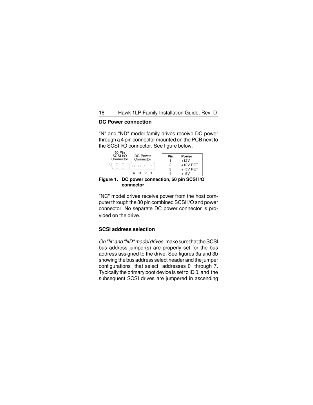 Seagate ST31200N/ND/NC, ST3620N/ND/NC manual DC Power connection, Scsi address selection 