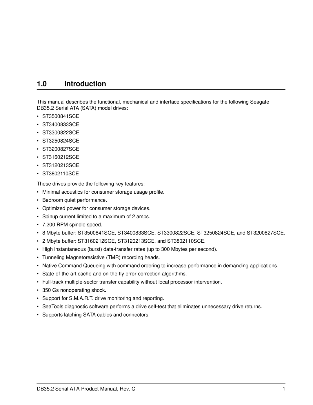 Seagate ST3500841SCE, ST3120213SCE, ST3160212SCE, ST3250824SCE, ST3200827SCE, ST3300822SCE, ST3802110SCE manual Introduction 
