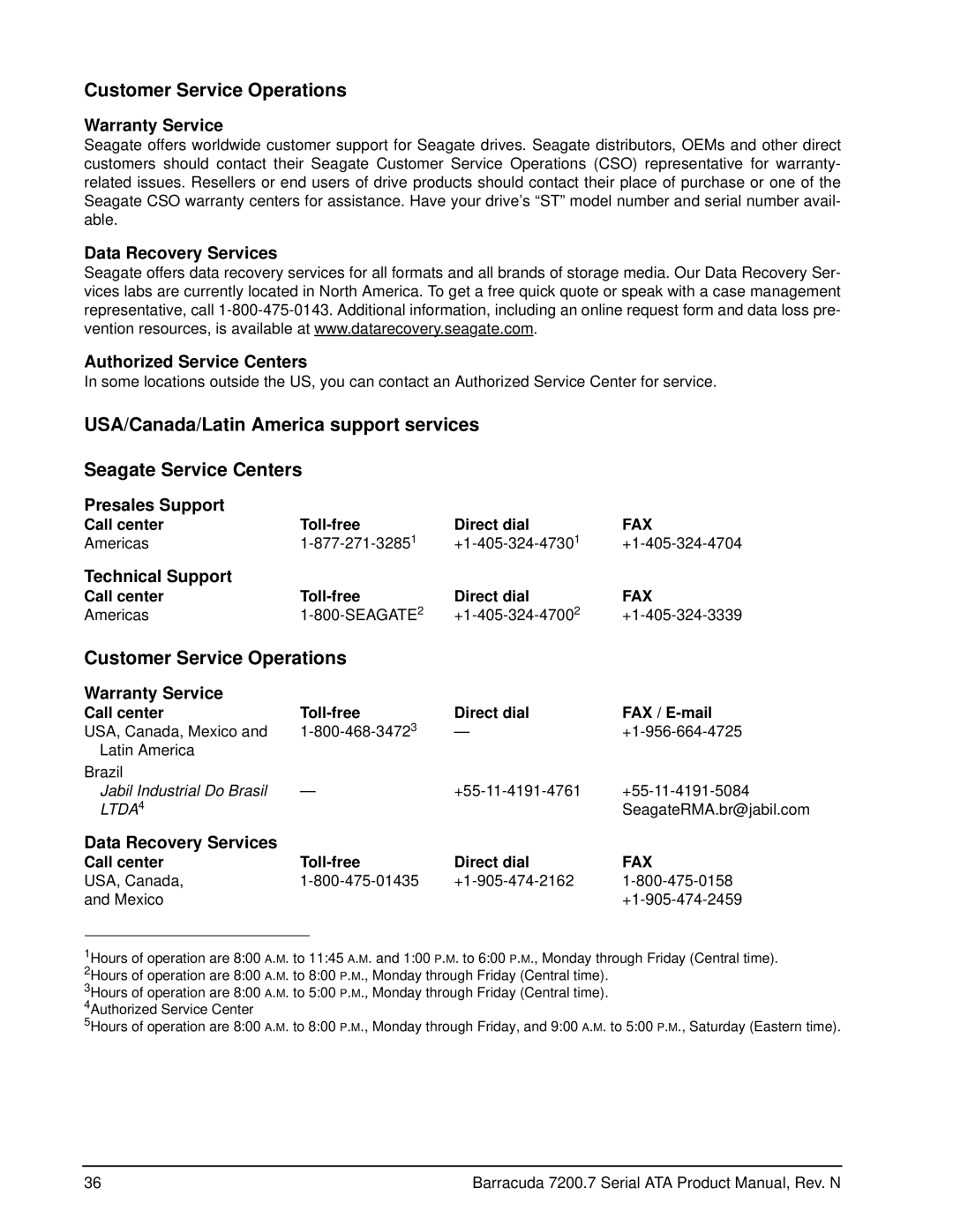 Seagate ST3160021AS, ST3120827AS, ST3120026AS manual Warranty Service, Data Recovery Services Authorized Service Centers 