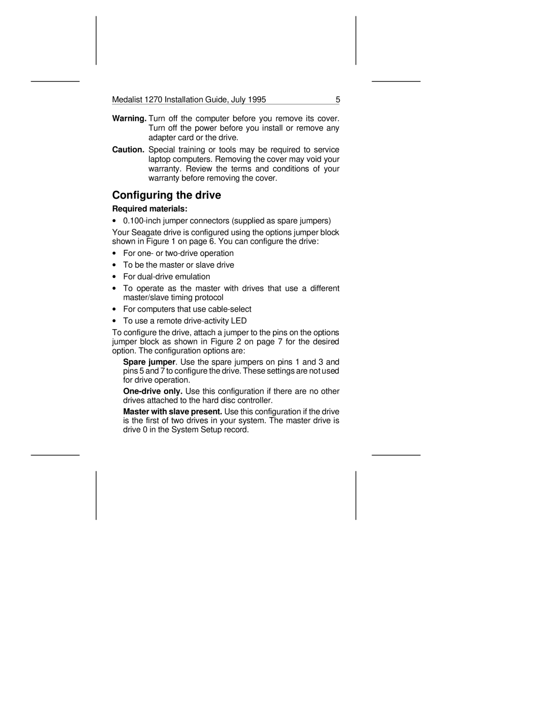 Seagate ST31270A manual Configuring the drive, Required materials 