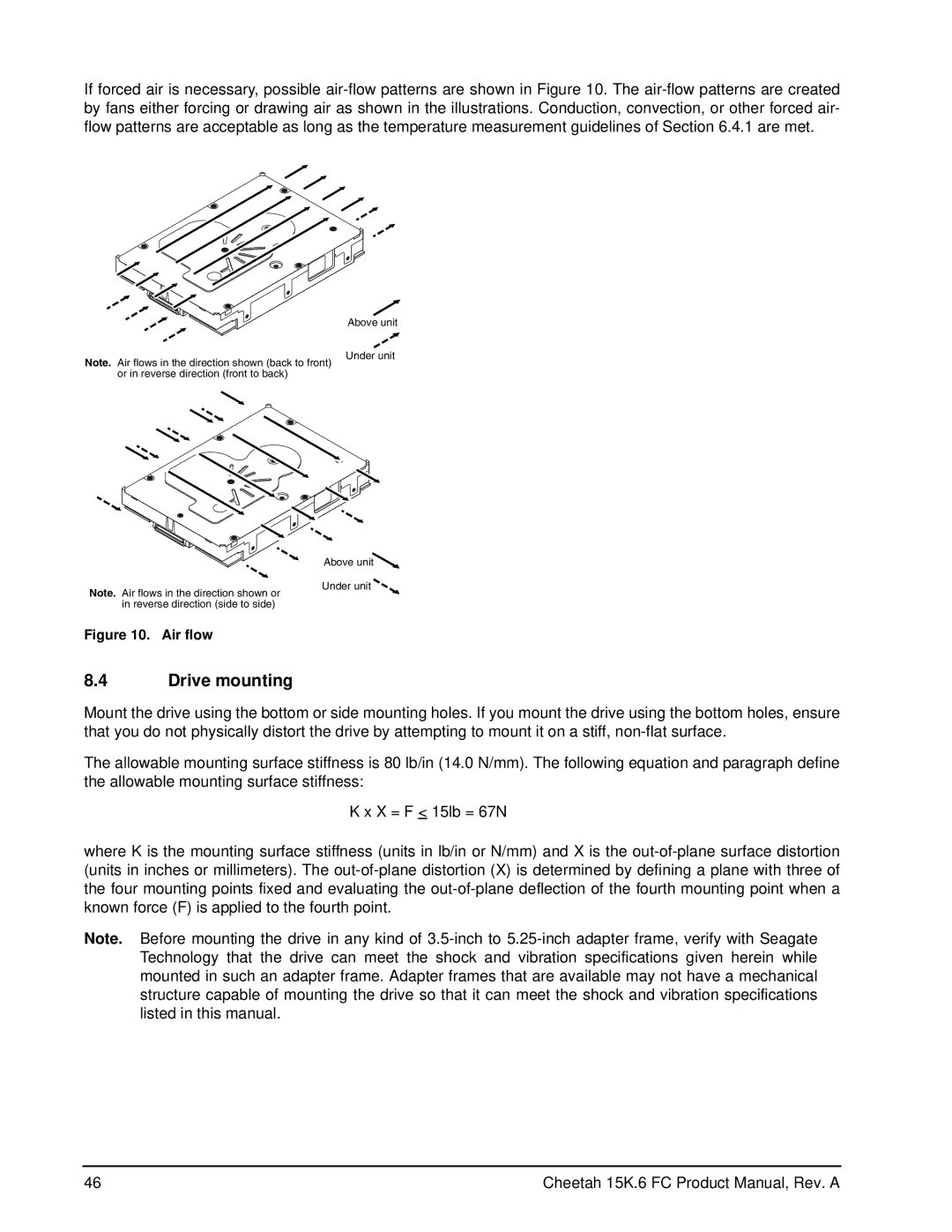 Seagate ST3146356FC, ST3300656FC, ST3450856FC manual Drive mounting, Air flow 