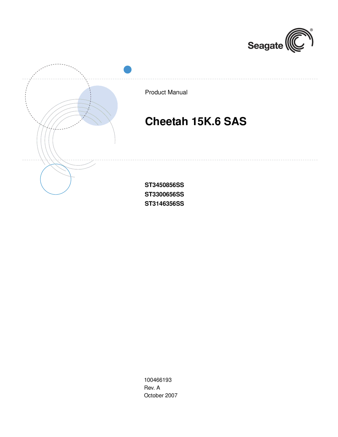 Seagate manual Cheetah 15K.6 SAS, ST3450856SS ST3300656SS ST3146356SS 