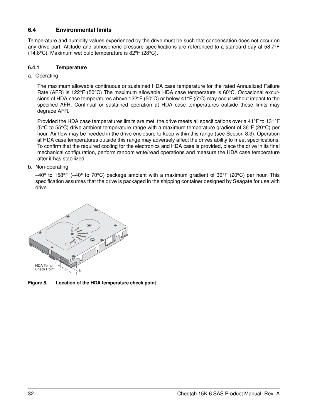 Seagate ST3450856SS, ST3146356SS, ST3300656SS manual Environmental limits, Temperature 