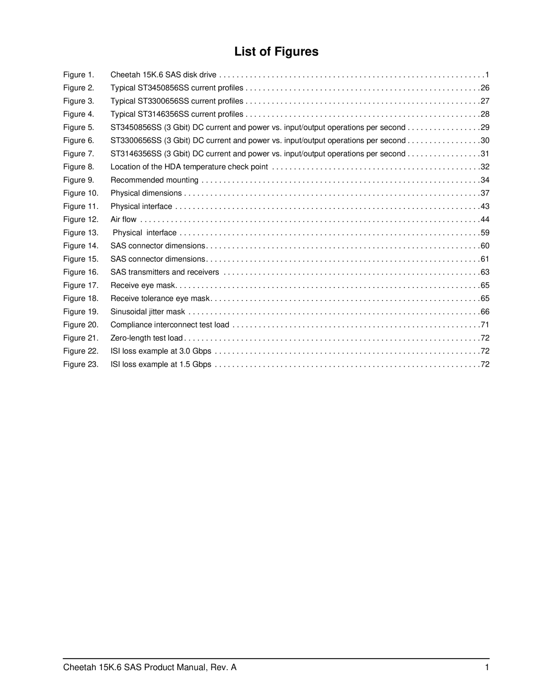 Seagate ST3450856SS, ST3146356SS, ST3300656SS manual List of Figures, Cheetah 15K.6 SAS disk drive 