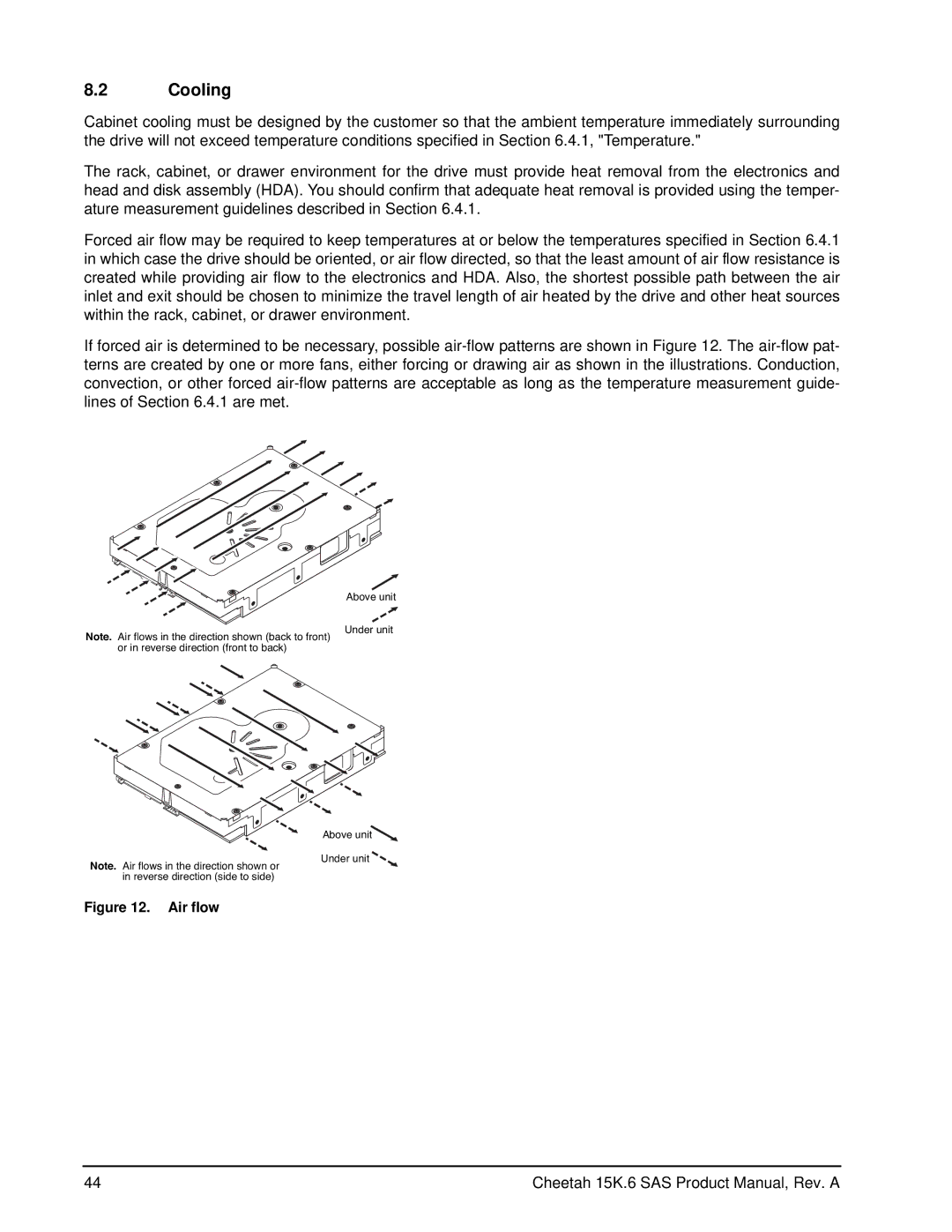 Seagate ST3450856SS, ST3146356SS, ST3300656SS manual Cooling, Air flow 