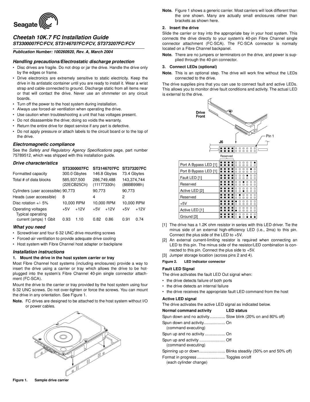 Seagate installation instructions ST3300007FC/FCV, ST3146707FC/FCV, ST373207FC/FCV, Electromagnetic compliance 