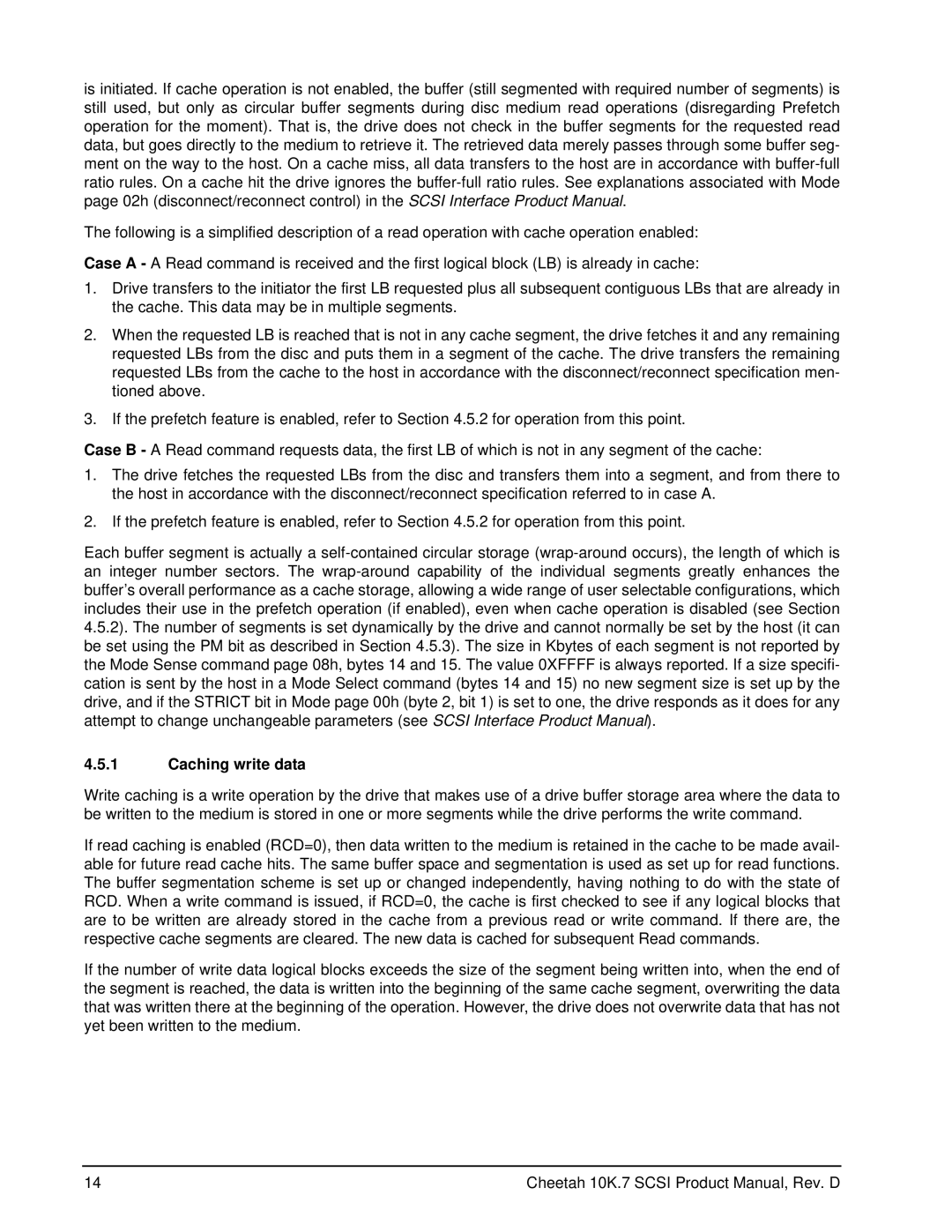 Seagate ST3146707LW/LC, ST3300007LW/LC, ST373207LW/LC manual Caching write data 