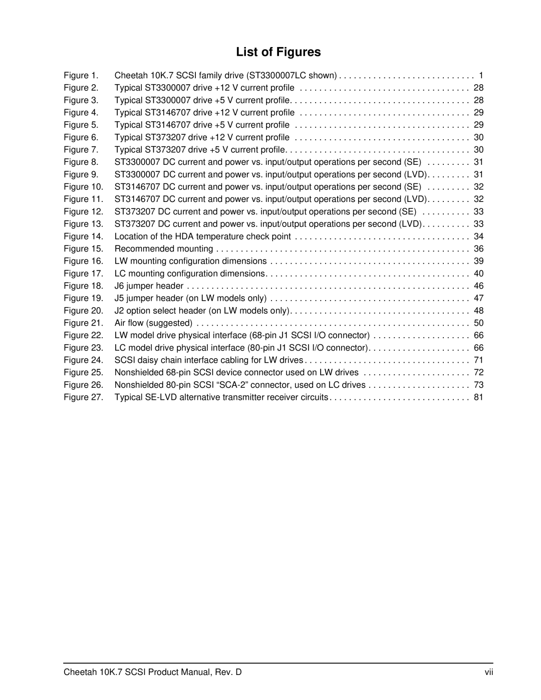 Seagate ST3146707LW/LC, ST3300007LW/LC, ST373207LW/LC manual List of Figures 