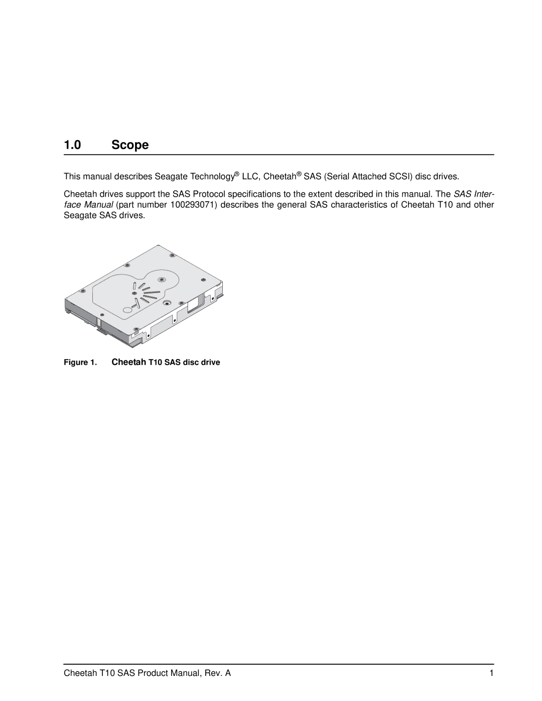 Seagate ST3300555SS, ST3146755SS, ST373355SS manual Scope, Cheetah T10 SAS disc drive 