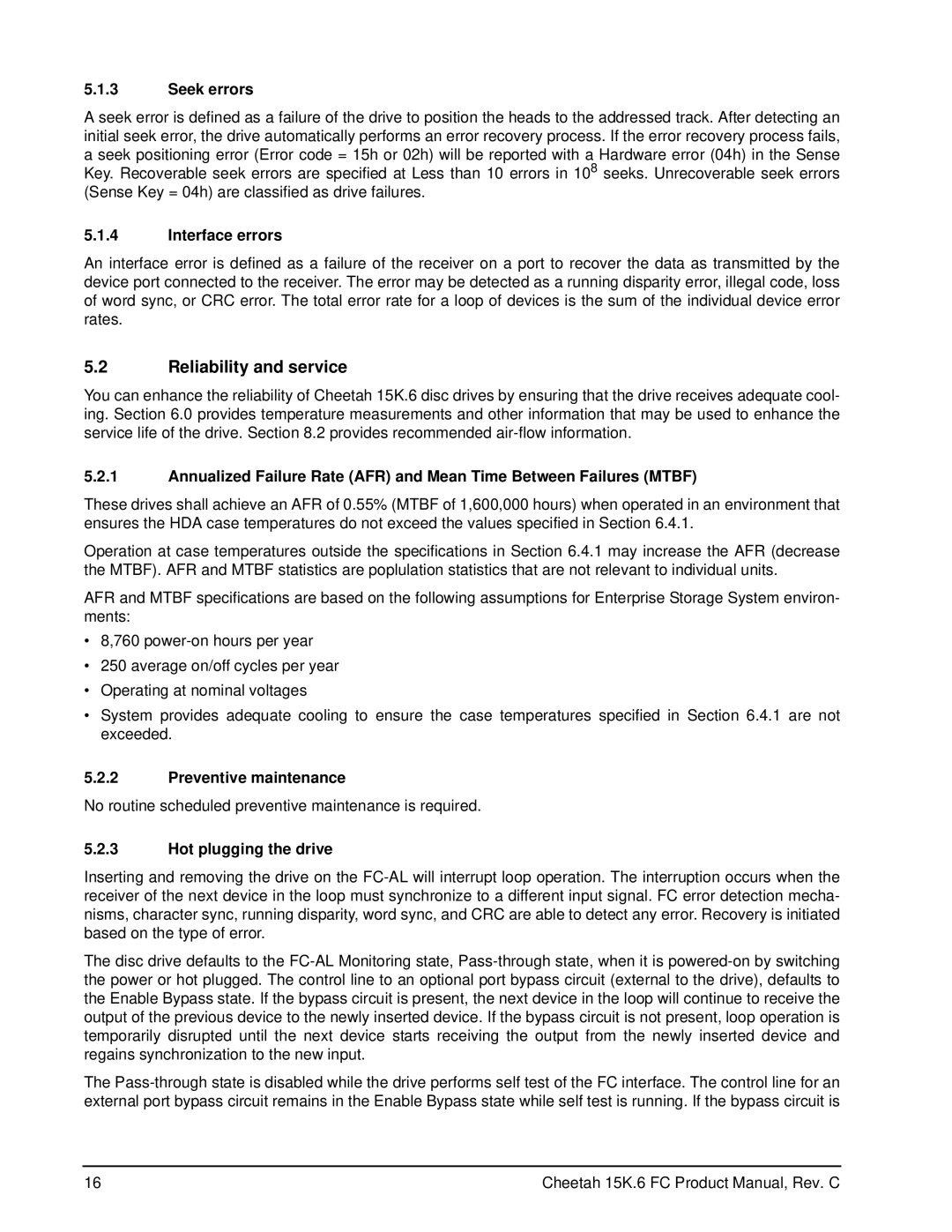 Seagate ST3300056FC (FDE) manual Reliability and service, Seek errors, Interface errors, Preventive maintenance 