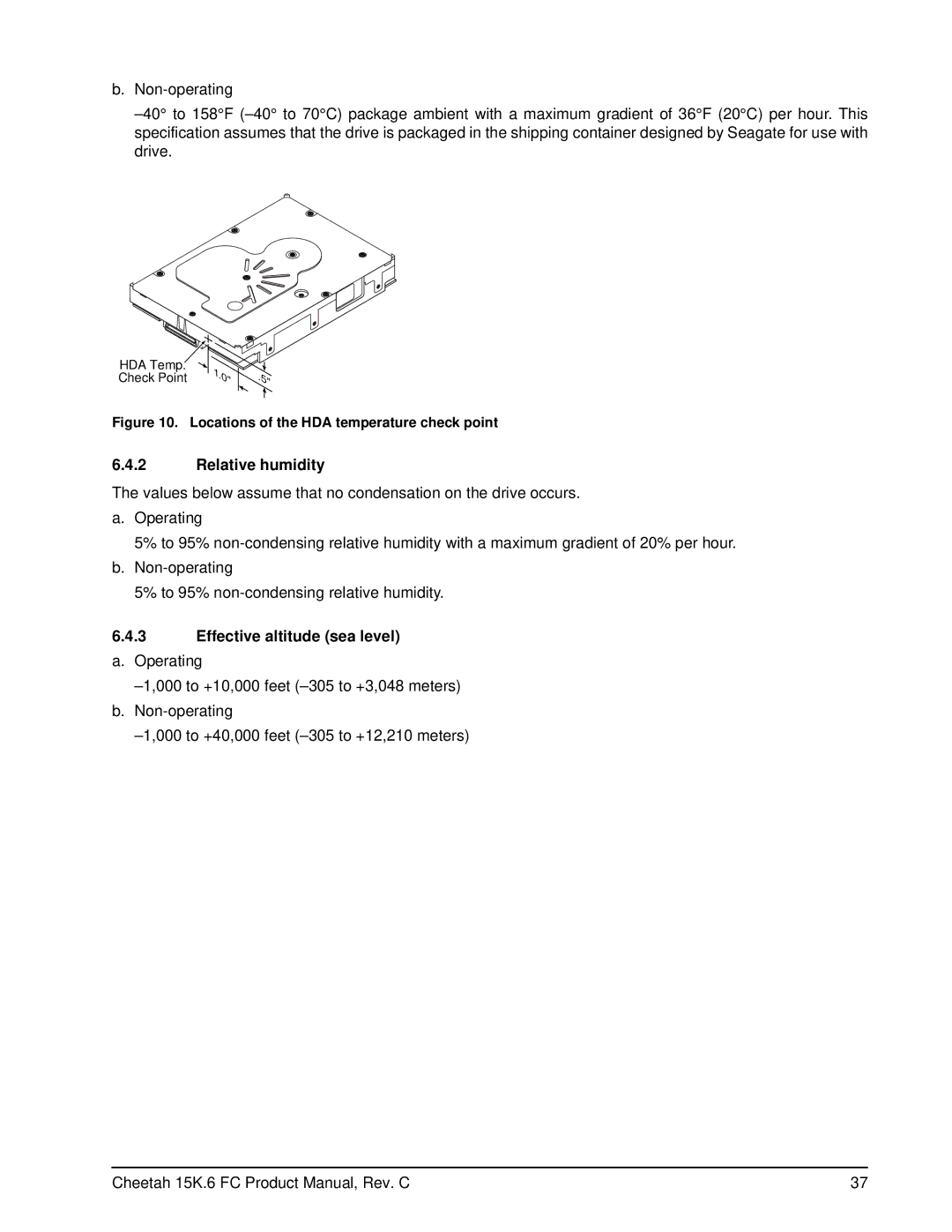 Seagate ST3300056FC (FDE), ST3146756FC (FDE), ST3450056FC (FDE) manual Relative humidity, Effective altitude sea level 