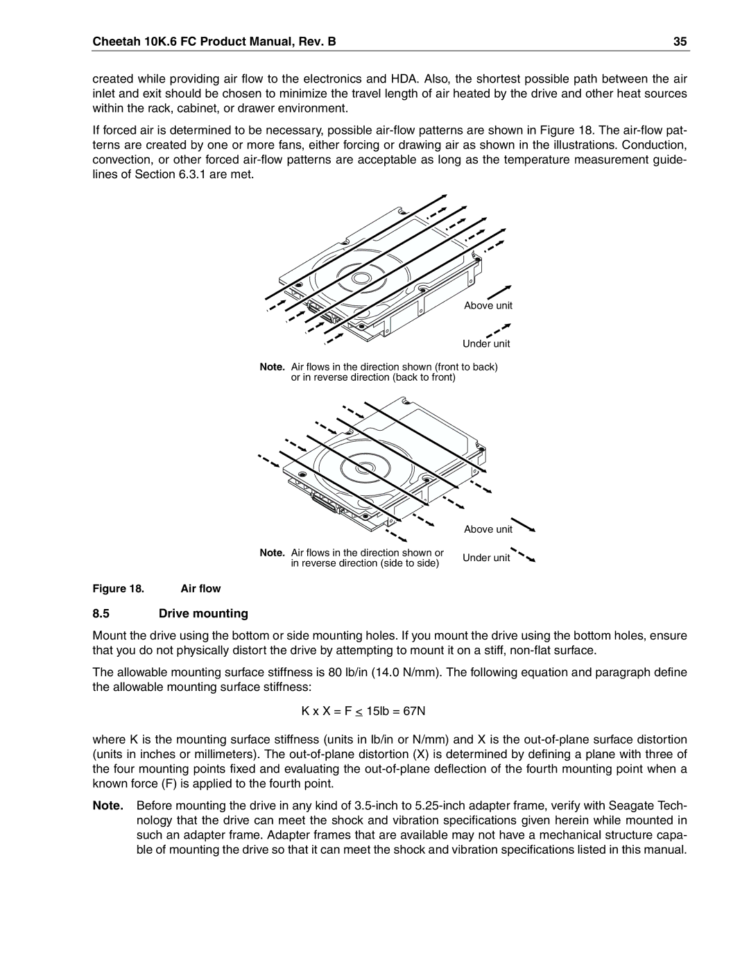 Seagate ST3146807FC, ST336607FC, ST373307FC manual Drive mounting, Air flow 