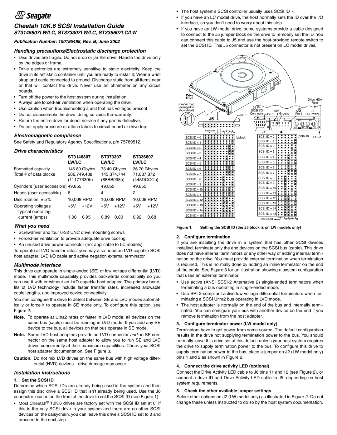 Seagate installation instructions ST3146807LW/LC, ST373307LW/LC, ST336607LC/LW, Electromagnetic compliance 