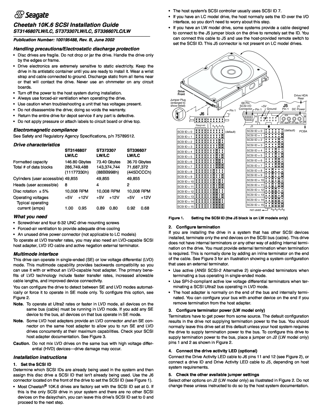 Seagate installation instructions ST3146807LW/LC, ST373307LW/LC, ST336607LC/LW, Electromagnetic compliance 
