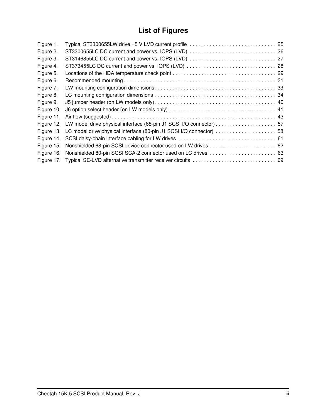 Seagate ST373455LW, ST3146855LC, ST3146855LW, ST3300655LW, ST3300655LC, ST373455LC, ST373207LW manual List of Figures 