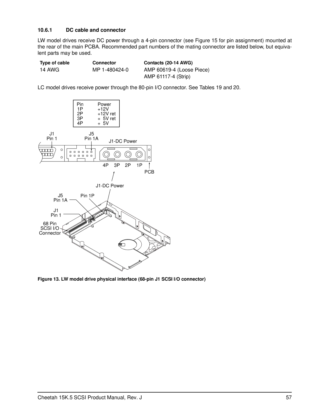 Seagate ST3146855LC, ST3146855LW, ST3300655LW, ST3300655LC, ST373455LC, ST373455LW, ST373207LW manual DC cable and connector 