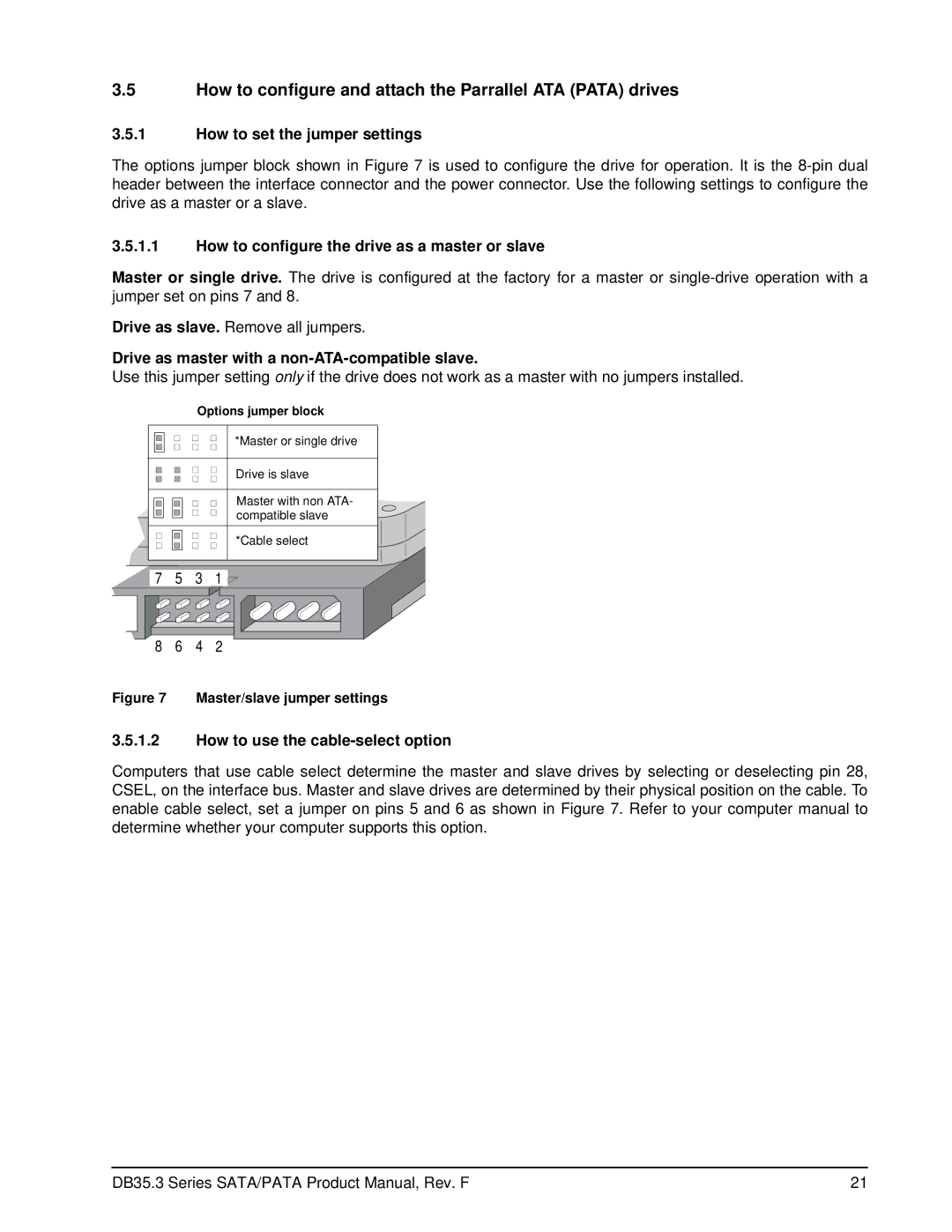 Seagate ST380215SCE, ST380215ACE How to configure and attach the Parrallel ATA Pata drives, How to set the jumper settings 