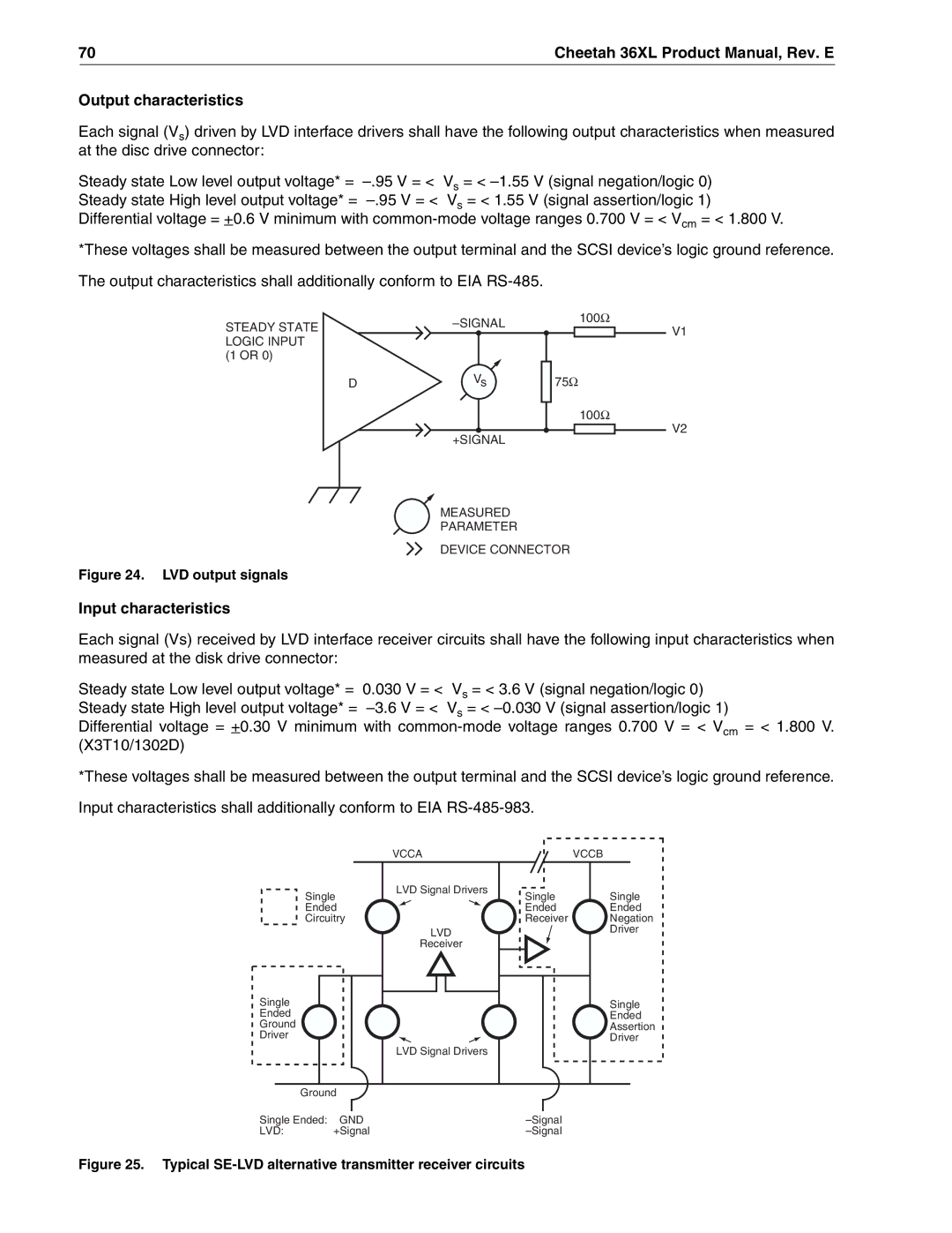 Seagate ST336705LW/LC, ST318405LW/LC, ST39205LW/LC manual Output characteristics, Input characteristics 