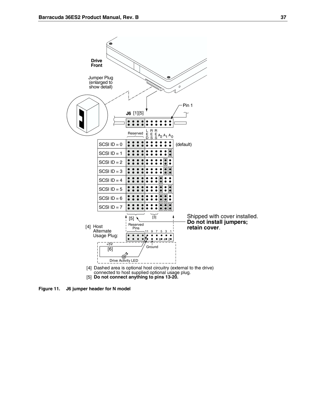 Seagate ST336918N, ST318418N, ST318438LW, ST336938LW manual J6 jumper header for N model 