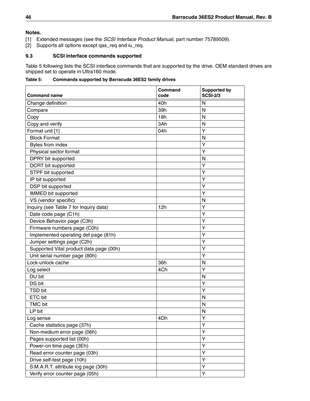 Seagate ST318418N, ST318438LW, ST336938LW, ST336918N manual Scsi interface commands supported 