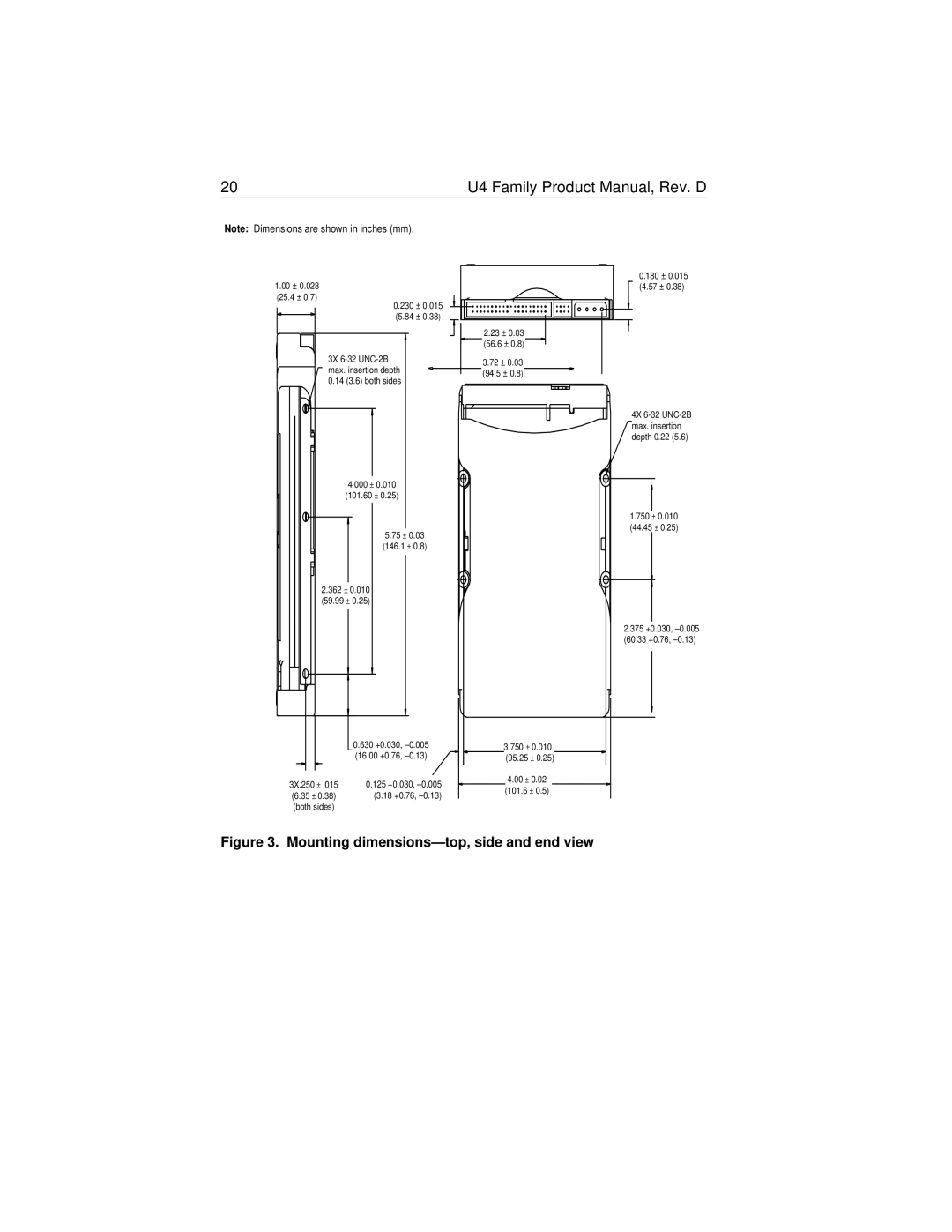 Seagate ST32112A, ST38421A, ST36421A, ST34311A manual Mounting dimensions-top, side and end view 