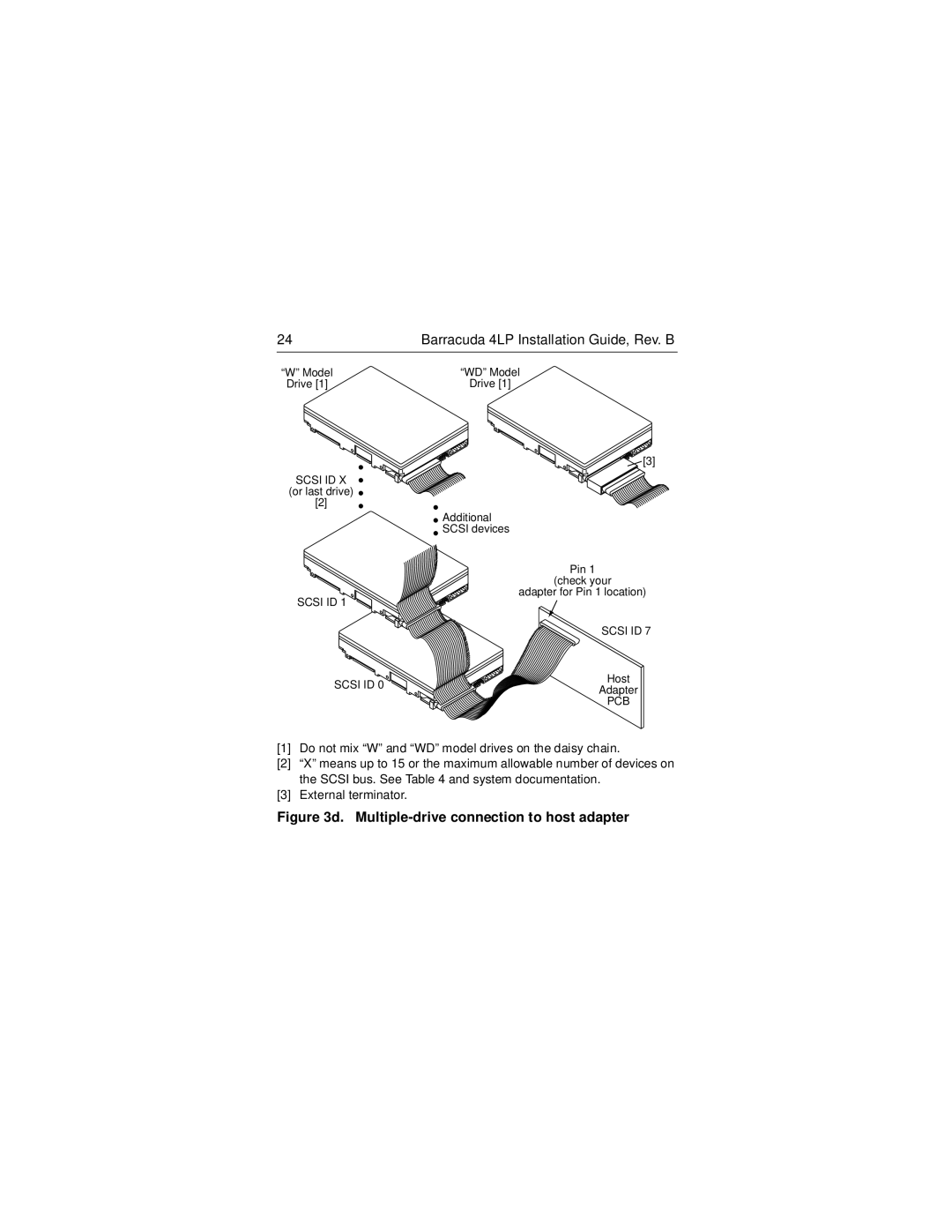 Seagate ST34371N/W/WC/WD/DC, ST32171N/W/WC/WD/DC, ST34571N/W/WC/WD/DC manual Multiple-drive connection to host adapter 