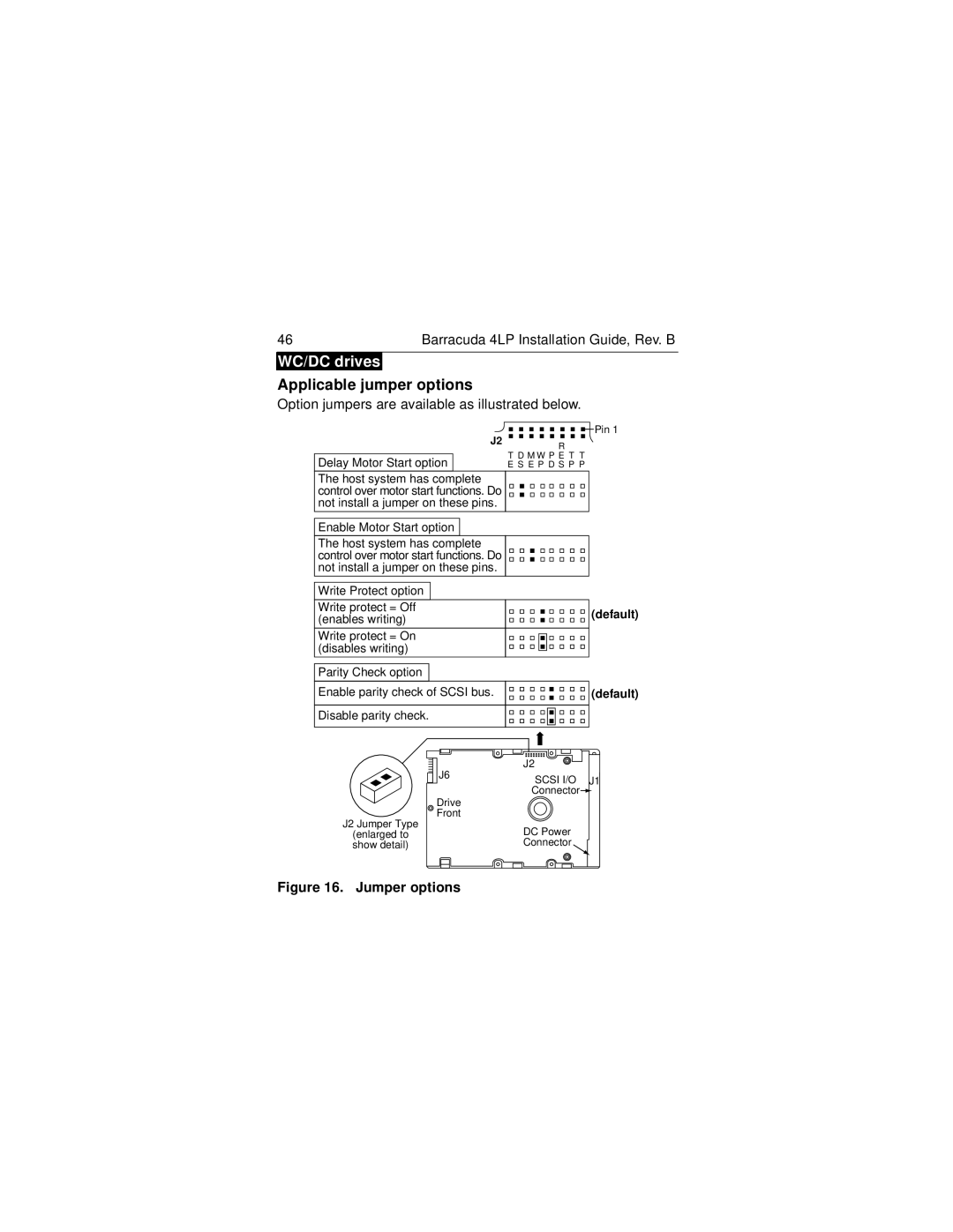 Seagate ST32171N/W/WC/WD/DC, ST34571N/W/WC/WD/DC, ST34371N/W/WC/WD/DC manual Applicable jumper options, Jumper options 