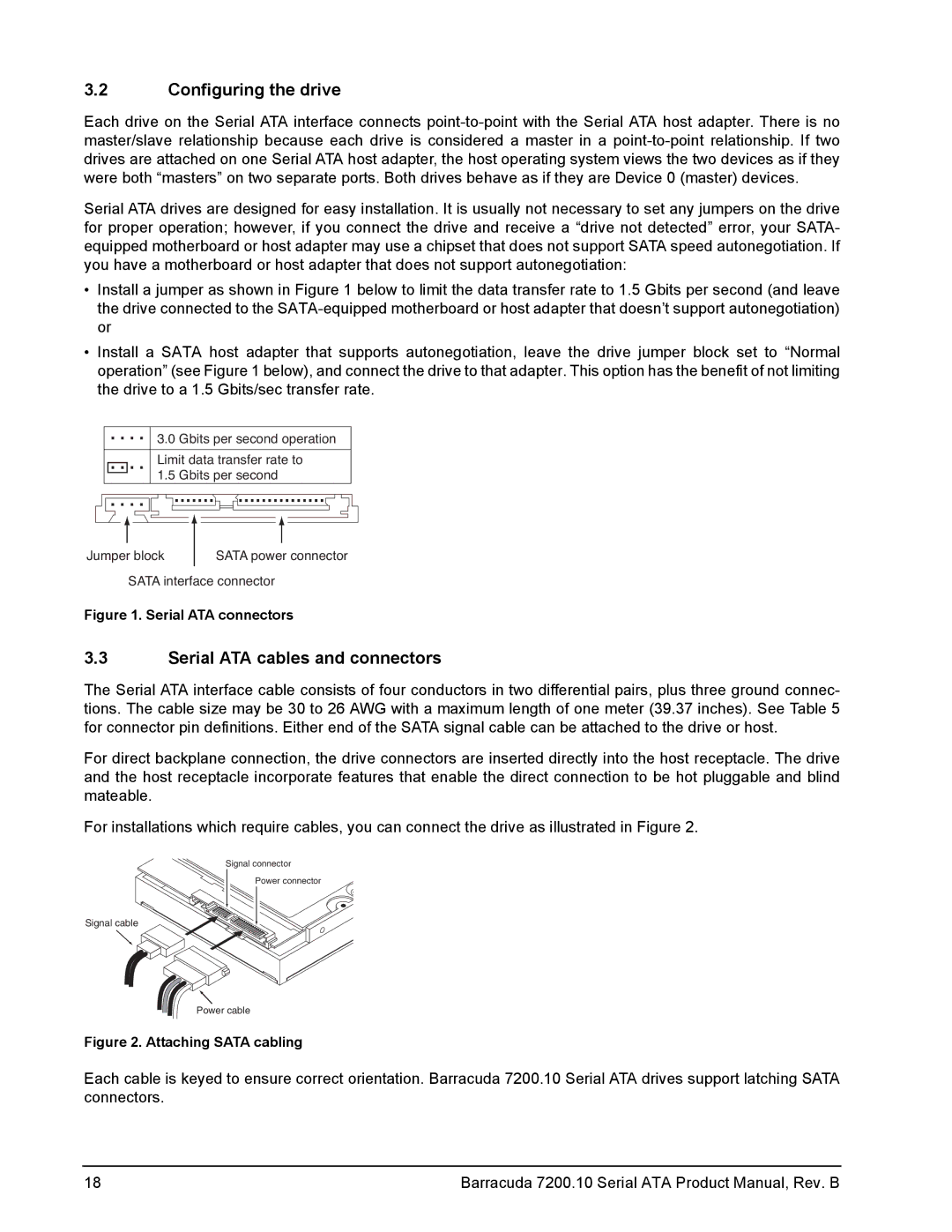 Seagate ST3250310AS, ST3250410AS manual Configuring the drive, Serial ATA cables and connectors 