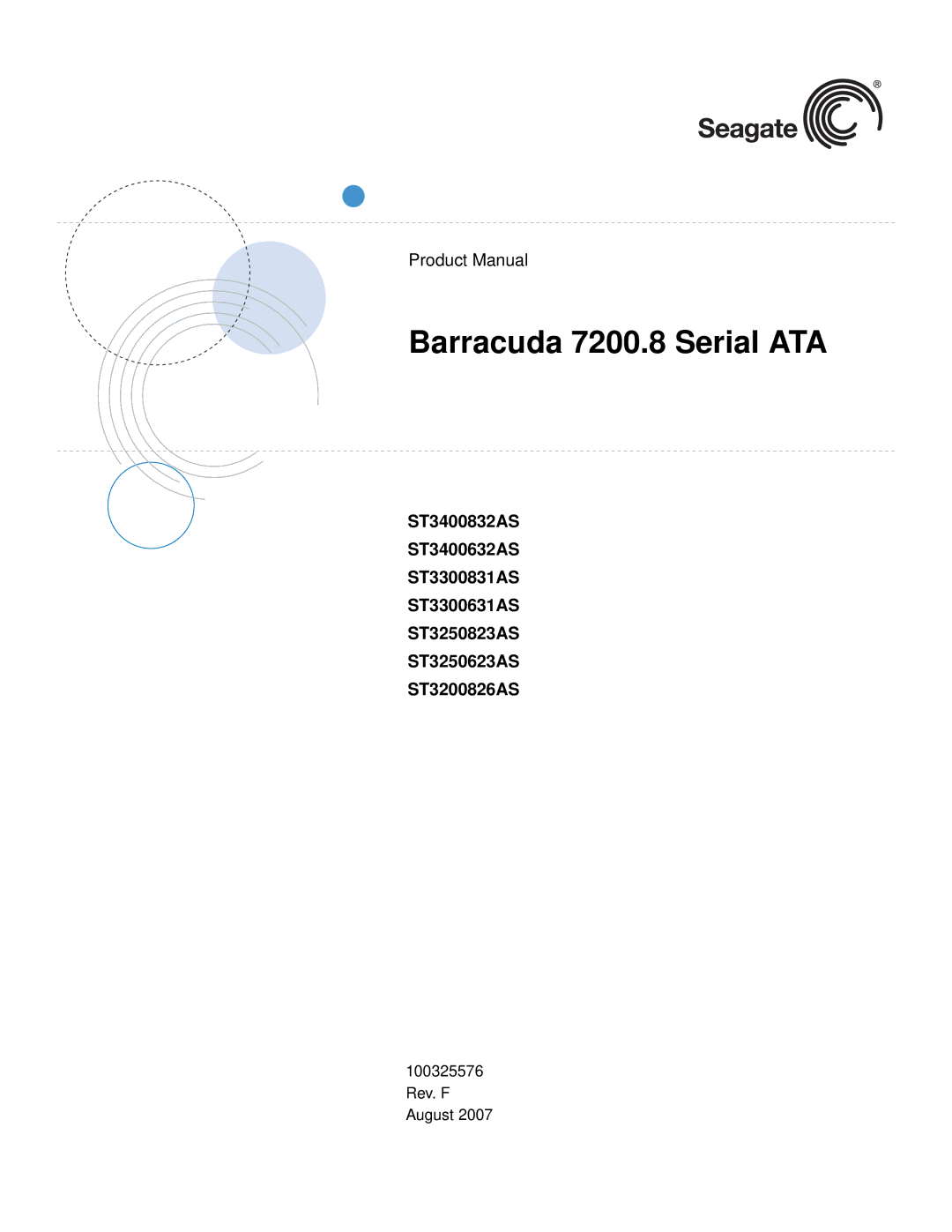 Seagate ST3200826AS, ST3250310ASIM, ST3250823AS, ST3250623AS, ST3300831AS, ST3300631AS manual Barracuda 7200.8 Serial ATA 